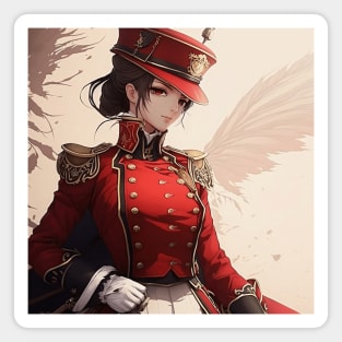 Elegant Anime Lady in Red Coat - Exclusive Design Magnet
